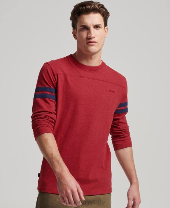 Superdry Hommes top quarterback en coton bio à logo vintage D64Z1474 vêtements rouge
