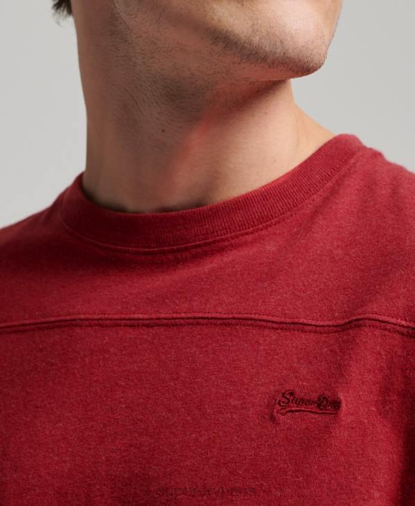 Superdry Hommes top quarterback en coton bio à logo vintage D64Z1474 vêtements rouge