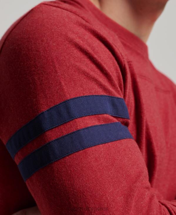 Superdry Hommes top quarterback en coton bio à logo vintage D64Z1474 vêtements rouge