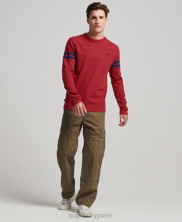 Superdry Hommes top quarterback en coton bio à logo vintage D64Z1474 vêtements rouge