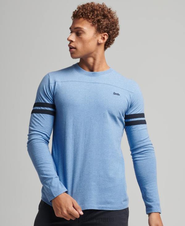 Superdry Hommes top quarterback en coton bio à logo vintage D64Z1567 vêtements bleu
