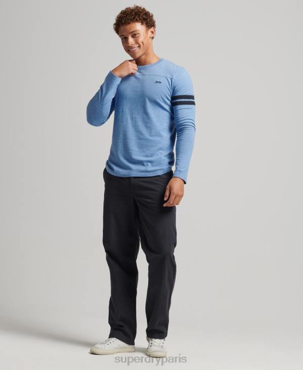 Superdry Hommes top quarterback en coton bio à logo vintage D64Z1567 vêtements bleu