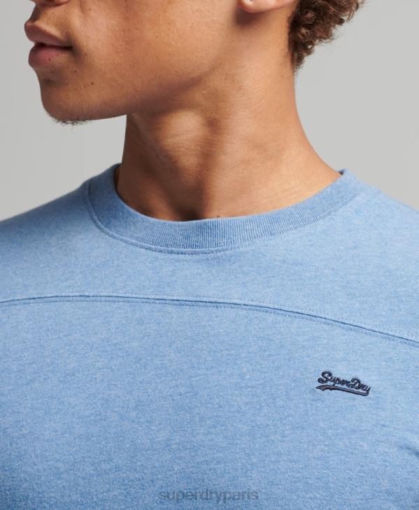 Superdry Hommes top quarterback en coton bio à logo vintage D64Z1567 vêtements bleu