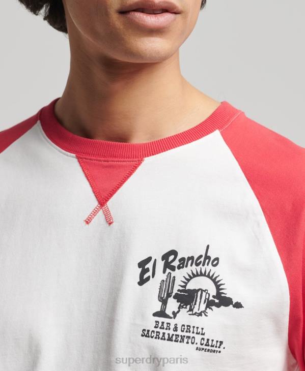 Superdry Hommes top ranchero de surf vintage D64Z1574 vêtements rouge