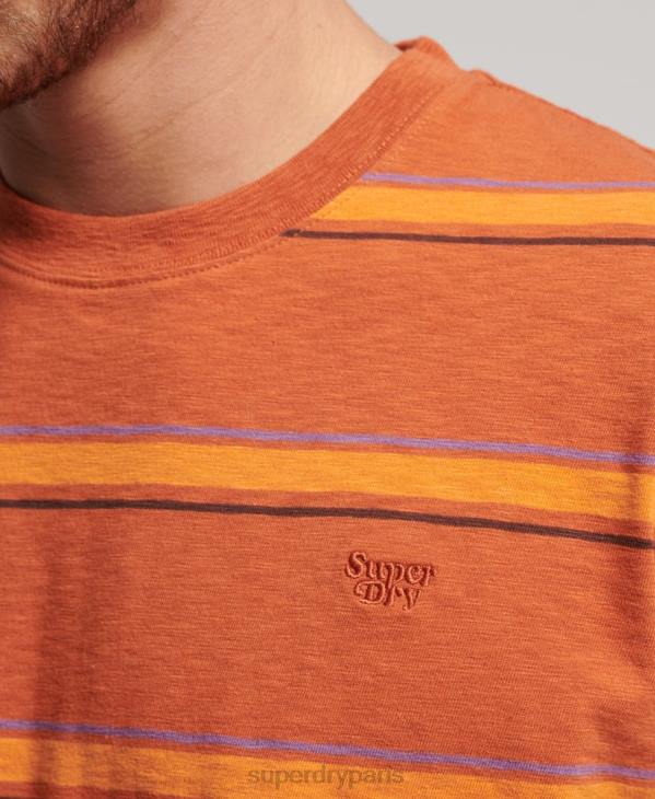 Superdry Hommes top à rayures texturées vintage en coton bio D64Z1476 vêtements brun