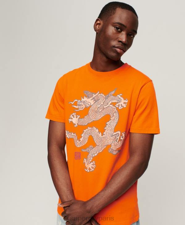 Superdry x Komodo Hommes t-shirt vintage D64Z49 vêtements orange