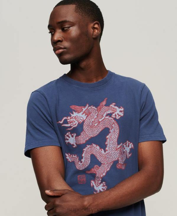 Superdry x Komodo Hommes t-shirt vintage D64Z60 vêtements marine