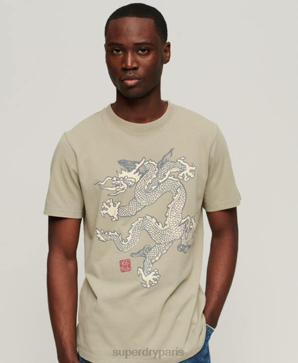 Superdry x Komodo Hommes t-shirt vintage D64Z66 vêtements kaki