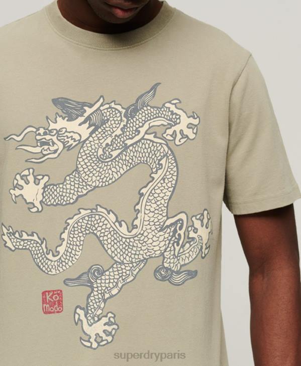 Superdry x Komodo Hommes t-shirt vintage D64Z66 vêtements kaki