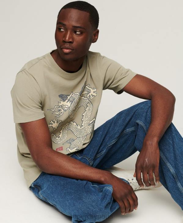 Superdry x Komodo Hommes t-shirt vintage D64Z66 vêtements kaki