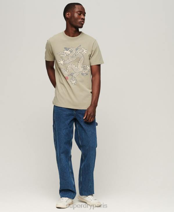 Superdry x Komodo Hommes t-shirt vintage D64Z66 vêtements kaki