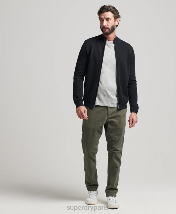 Superdry Hommes cardigan en maille mérinos zippée D64Z1239 vêtements noir