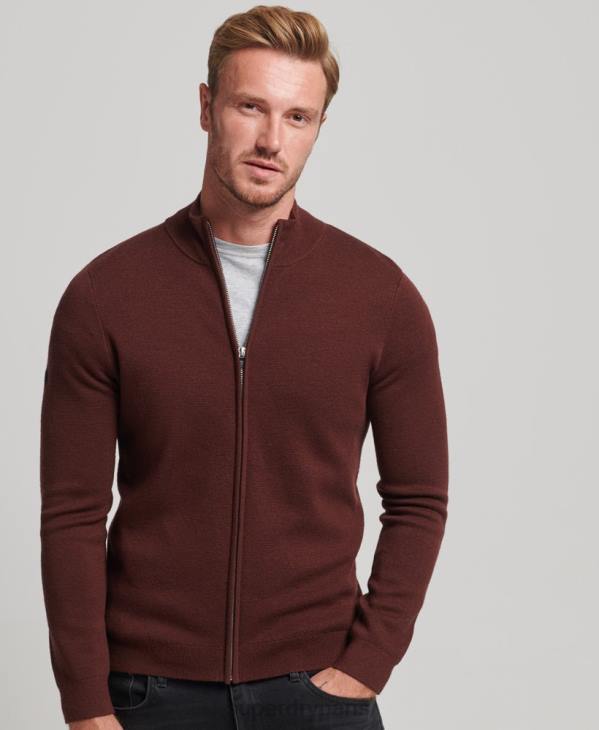 Superdry Hommes cardigan en maille mérinos zippée D64Z1256 vêtements brun