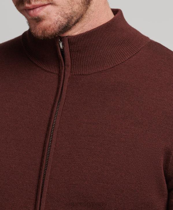 Superdry Hommes cardigan en maille mérinos zippée D64Z1256 vêtements brun