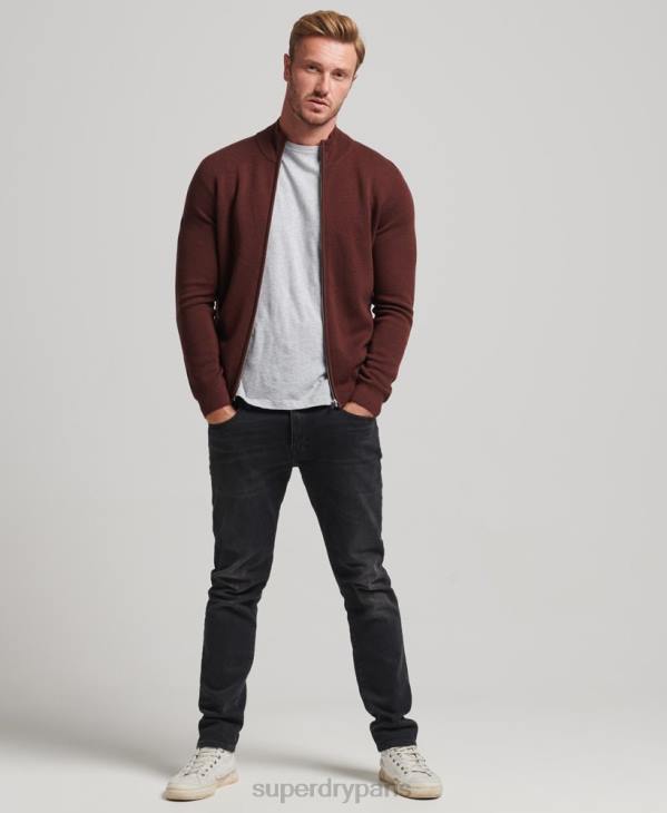 Superdry Hommes cardigan en maille mérinos zippée D64Z1256 vêtements brun