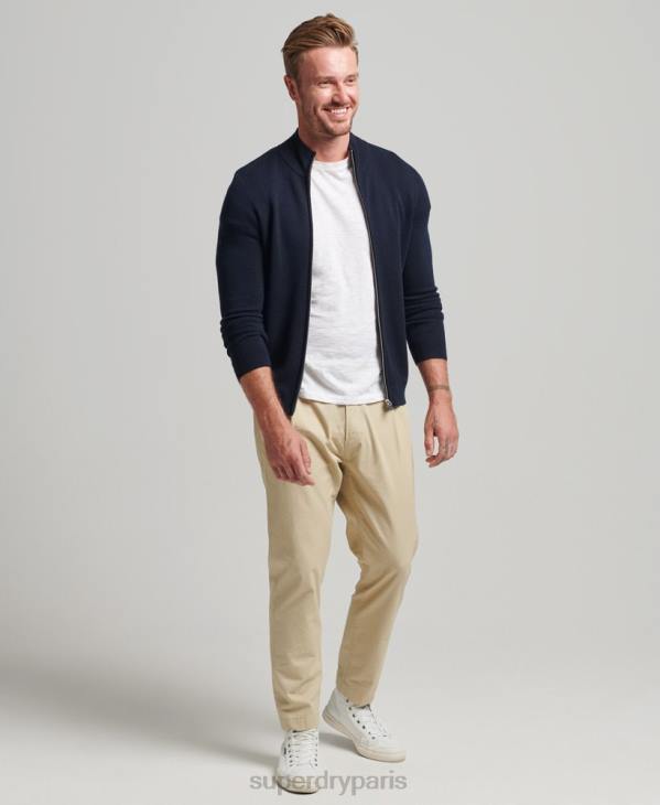 Superdry Hommes cardigan en maille mérinos zippée D64Z1317 vêtements marine