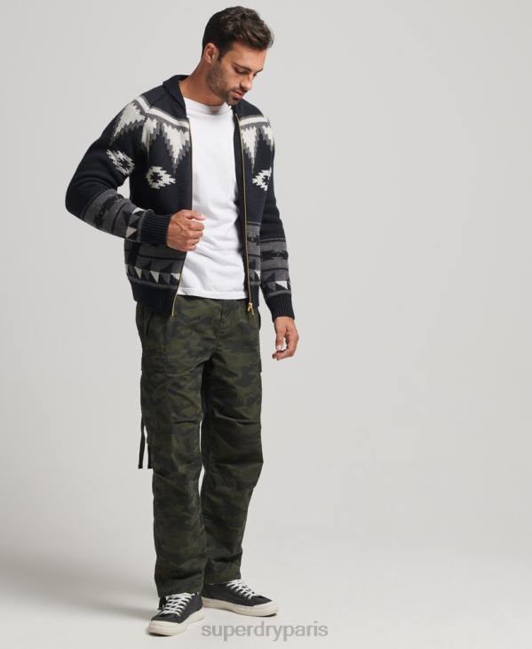Superdry Hommes cardigan zippé à motif châle D64Z5263 vêtements noir