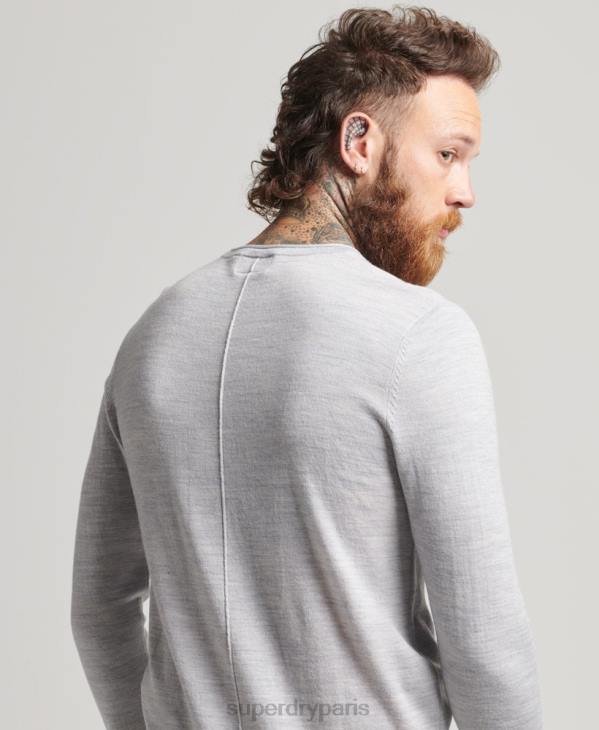 Superdry Hommes haut en maille henley à encolure ras du cou en mérinos D64Z1521 vêtements gris clair
