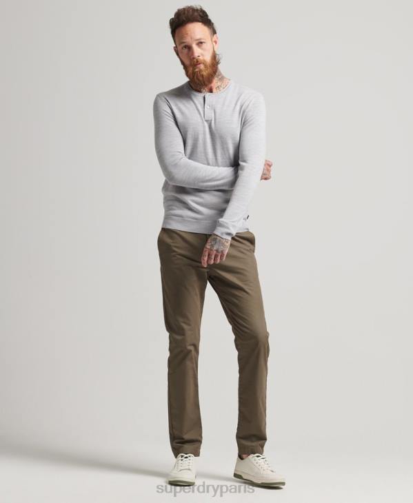 Superdry Hommes haut en maille henley à encolure ras du cou en mérinos D64Z1521 vêtements gris clair