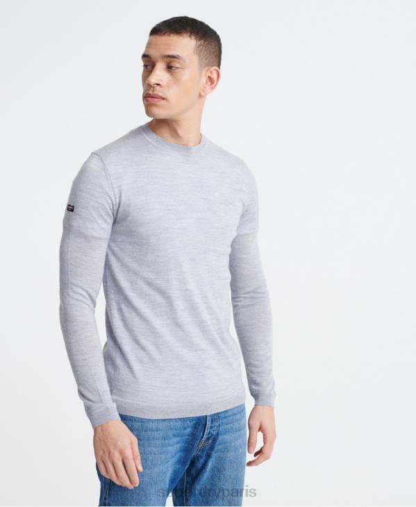 Superdry Hommes modifier pull ras du cou en mérinos D64Z1366 vêtements gris clair