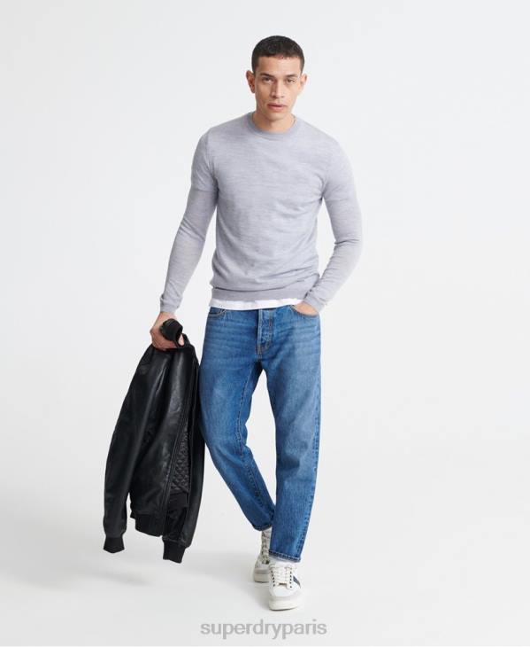 Superdry Hommes modifier pull ras du cou en mérinos D64Z1366 vêtements gris clair