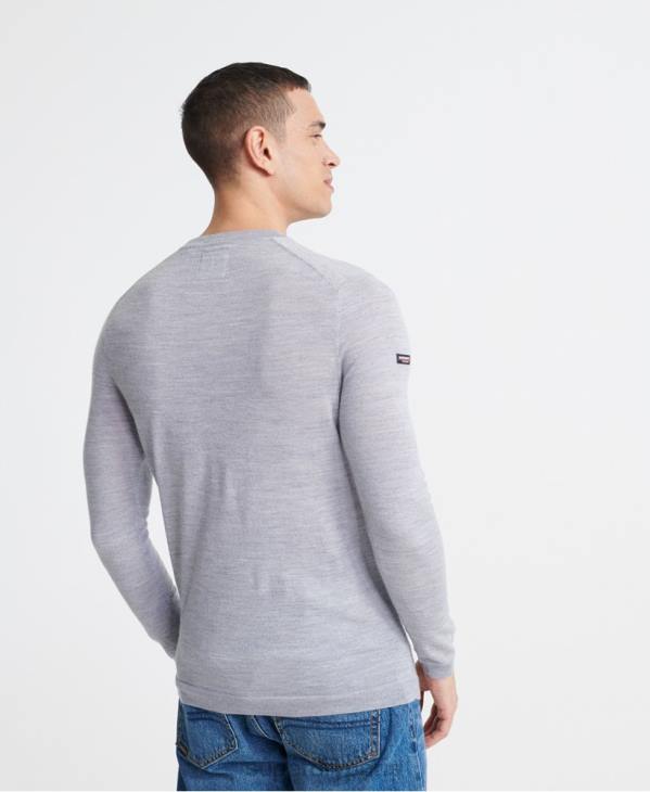 Superdry Hommes modifier pull ras du cou en mérinos D64Z1366 vêtements gris clair
