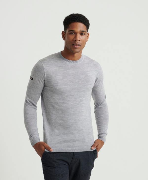 Superdry Hommes modifier pull ras du cou en mérinos D64Z1367 vêtements gris clair