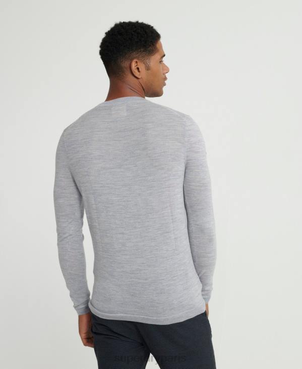 Superdry Hommes modifier pull ras du cou en mérinos D64Z1367 vêtements gris clair