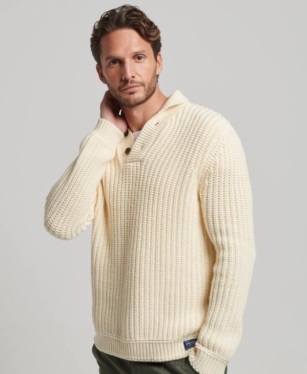 Superdry Hommes pull châle D64Z5258 vêtements crème