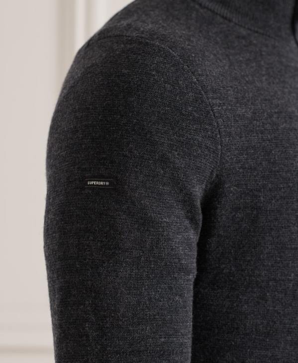 Superdry Hommes pull col boutonné en mérinos D64Z1339 vêtements gris foncé