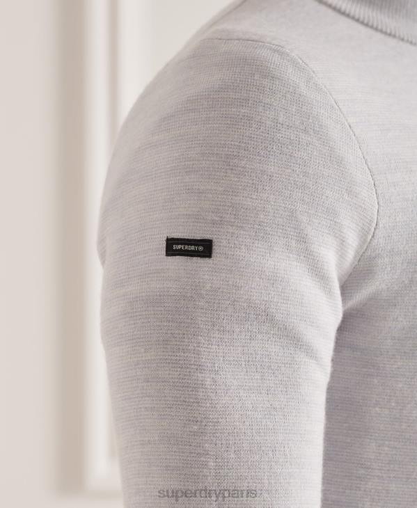 Superdry Hommes pull col boutonné en mérinos D64Z5320 vêtements gris clair