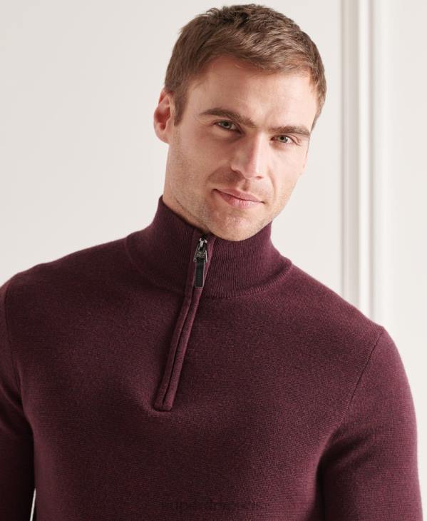 Superdry Hommes pull col boutonné en mérinos D64Z5339 vêtements violet