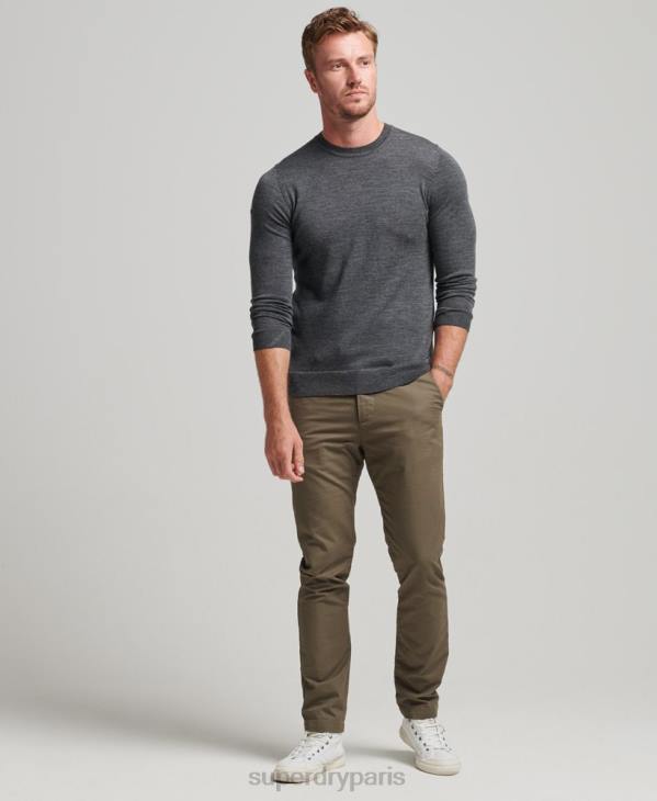 Superdry Hommes pull à col rond en mérinos D64Z1257 vêtements gris foncé