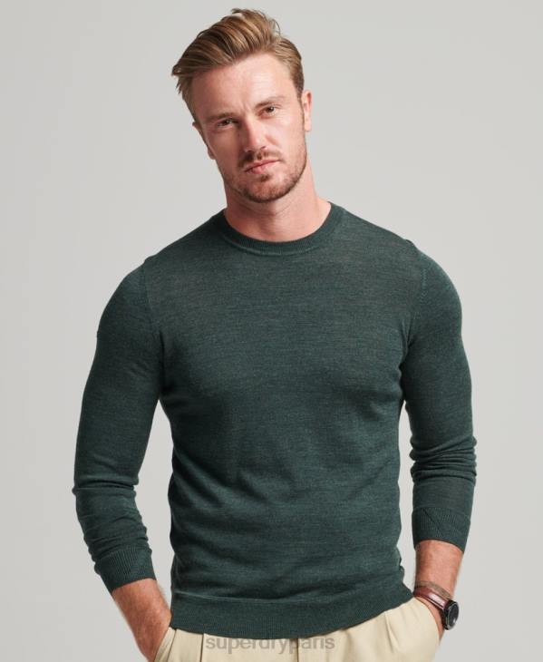 Superdry Hommes pull à col rond en mérinos D64Z1271 vêtements gris foncé