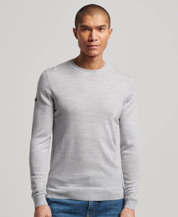 Superdry Hommes pull à col rond en mérinos D64Z1287 vêtements gris clair