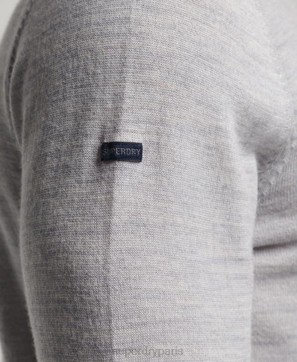 Superdry Hommes pull à col rond en mérinos D64Z1287 vêtements gris clair