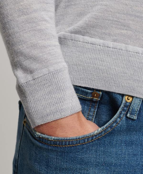 Superdry Hommes pull à col rond en mérinos D64Z1287 vêtements gris clair