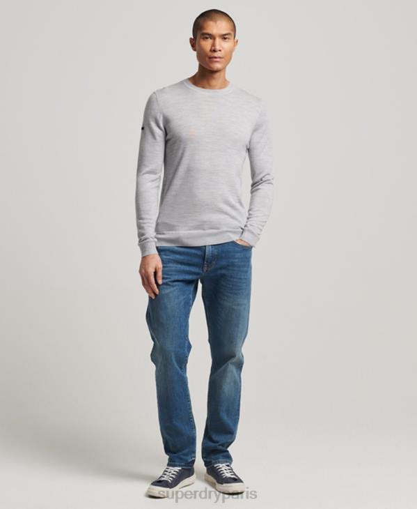 Superdry Hommes pull à col rond en mérinos D64Z1287 vêtements gris clair