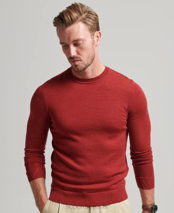 Superdry Hommes pull à col rond en mérinos D64Z1290 vêtements rouge