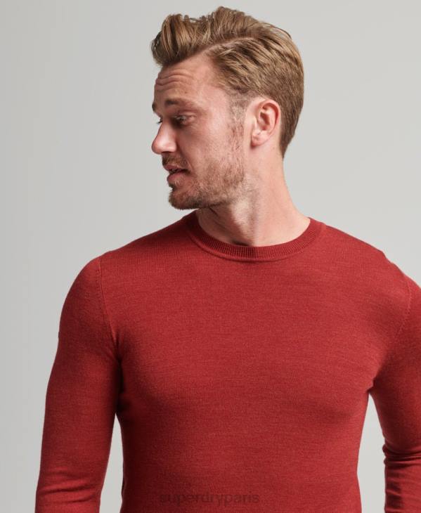 Superdry Hommes pull à col rond en mérinos D64Z1290 vêtements rouge