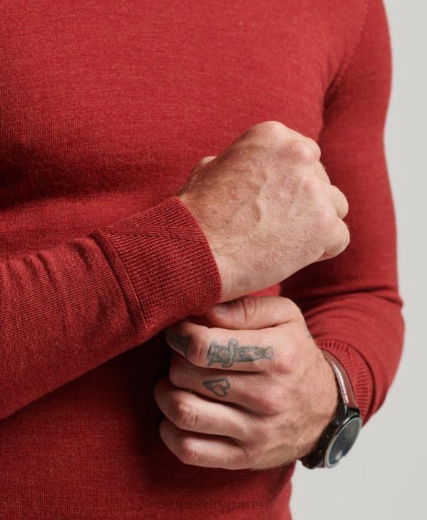Superdry Hommes pull à col rond en mérinos D64Z1290 vêtements rouge