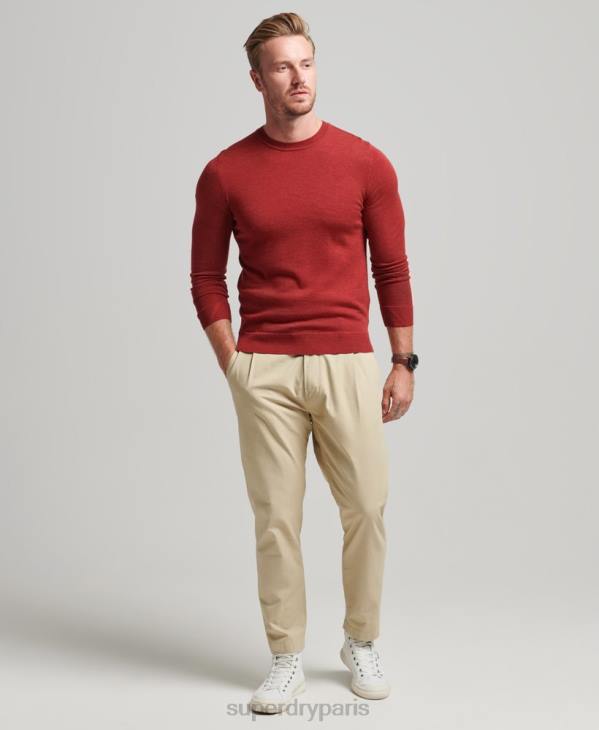 Superdry Hommes pull à col rond en mérinos D64Z1290 vêtements rouge