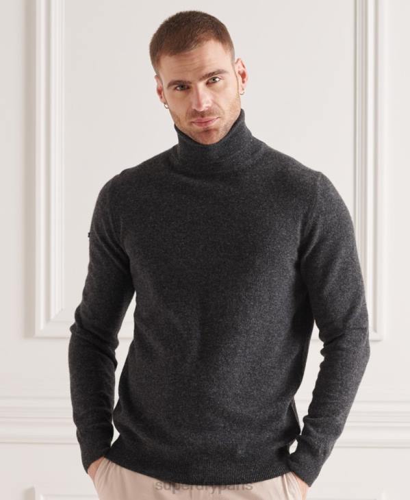 Superdry Hommes pull col roulé en laine d'agneau D64Z5304 vêtements gris foncé