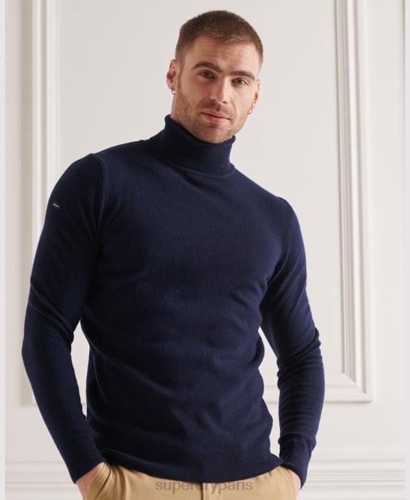 Superdry Hommes pull col roulé en laine d'agneau D64Z5323 vêtements marine