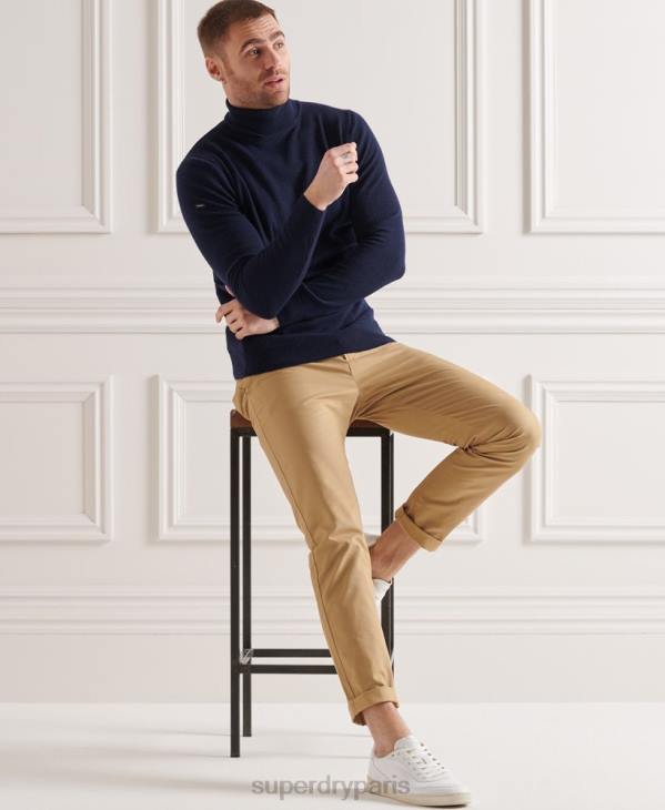 Superdry Hommes pull col roulé en laine d'agneau D64Z5323 vêtements marine