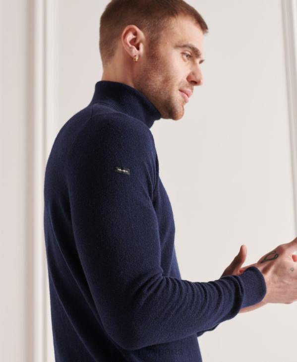 Superdry Hommes pull col roulé en laine d'agneau D64Z5323 vêtements marine