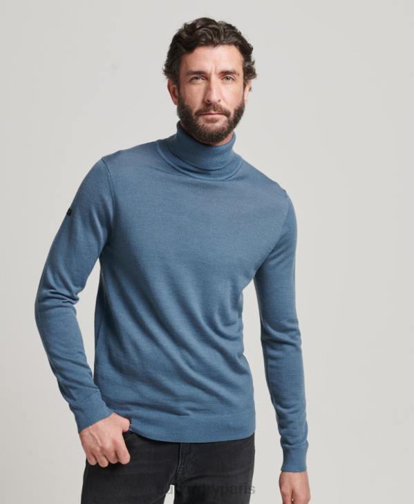 Superdry Hommes pull à col roulé en mérinos D64Z1278 vêtements bleu