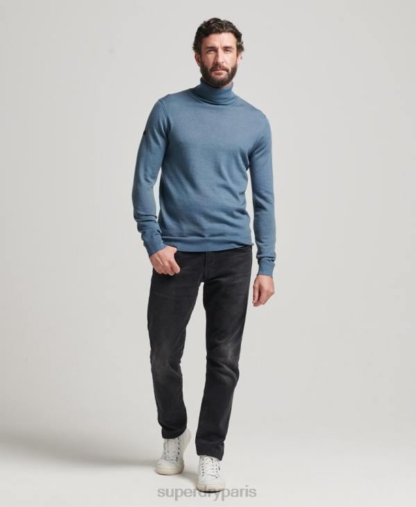 Superdry Hommes pull à col roulé en mérinos D64Z1278 vêtements bleu