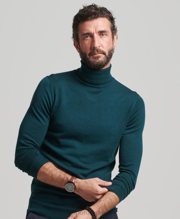 Superdry Hommes pull à col roulé en mérinos D64Z1291 vêtements vert