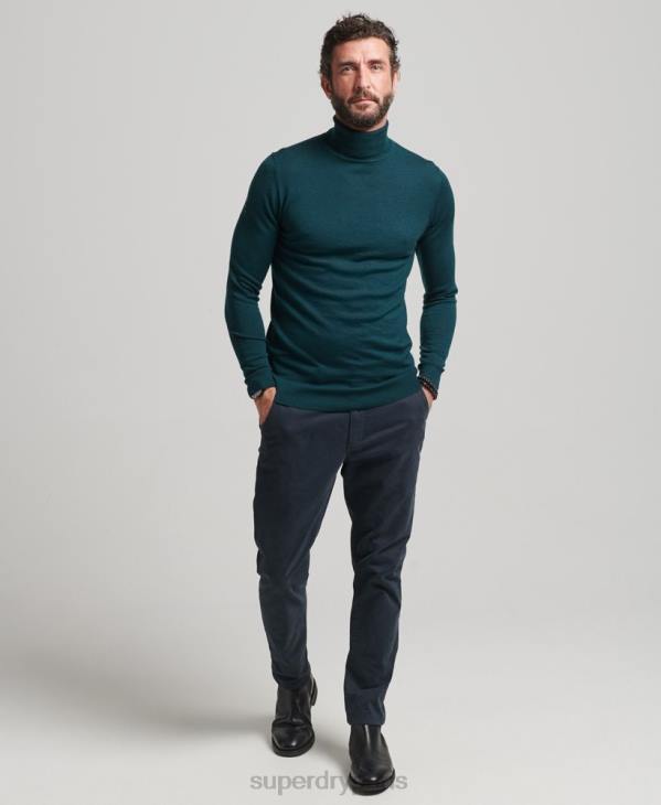Superdry Hommes pull à col roulé en mérinos D64Z1291 vêtements vert